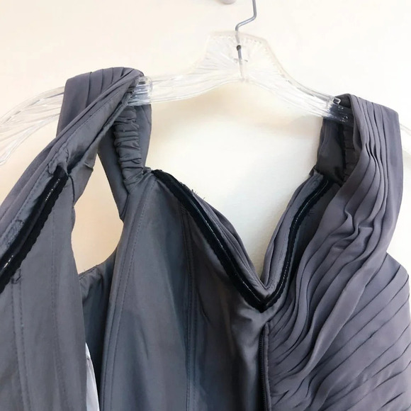 AZAZIE Chiffon Formal Off-the-Shoulder Bridesmaids Gray V Neck Maxi Dress A4 - Picture 5 of 9